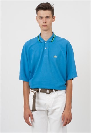 VINTAGE BLUE LACOSTE SHORT SLEEVE POLO SHIRT TOP