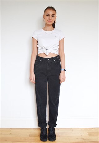 VINTAGE 90'S VERSACE BLACK DENIM MOM JEANS