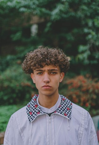 VINTAGE CHECK BOARD STRAWBERRY PRINT JACKET