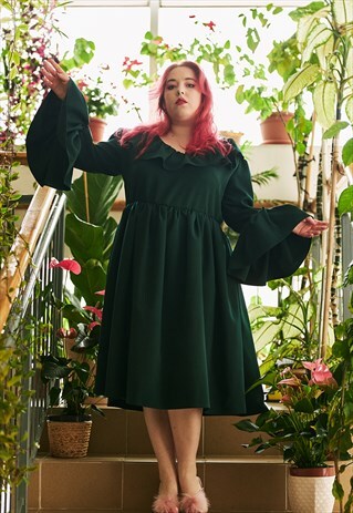 "MALALA" DRESS MIDI GREEN