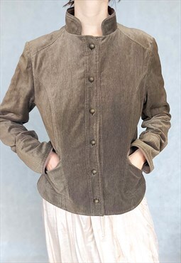 Vintage Brown Jacket, Velvet Blazer, Small Fitted Blazer