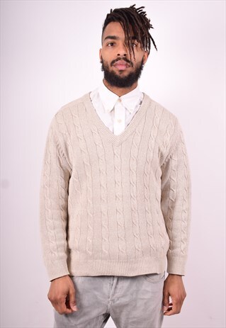 ROBE DI KAPPA MENS VINTAGE JUMPER SWEATER MEDIUM BEIGE 90'S