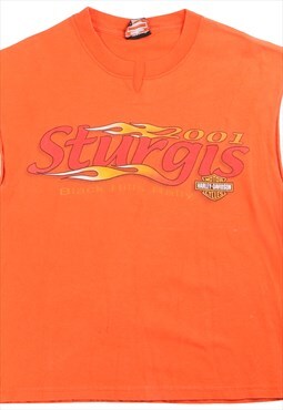 Vintage  Harley Davidson Vest T Shirt Vest Sleeveless Orange