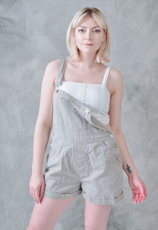 VINTAGE SHORT DUNGAREES BEIGE 90S