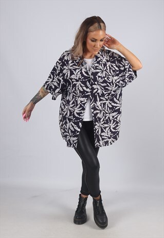 VINTAGE 90'S SHIRT OVERSIZED PATTERNED PRINT UK 16 (C3B)