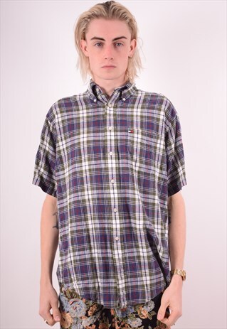 TOMMY HILFIGER MENS VINTAGE SHIRT SMALL MULTI CHECK 90S