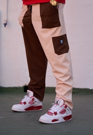 HANDMADE TROUSERS IN TWO TONES BROWN WITH WAISTBAND