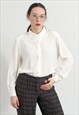 Vintage white long sleeve shirt with embroidered collar
