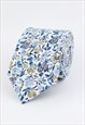 Blue Cotton Floral Wedding Tie
