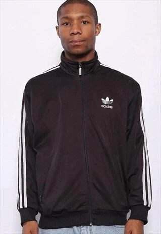 VINTAGE ADIDAS 3 STRIPE LOGO TRACK JACKET BLACK