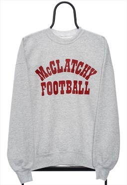 Vintage 90s McClatchy Football Grey Sweatshirt Womens