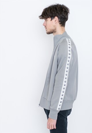 VINTAGE GREY CROWN STRIPE PRINT RETRO TURTLE NECK JUMPER