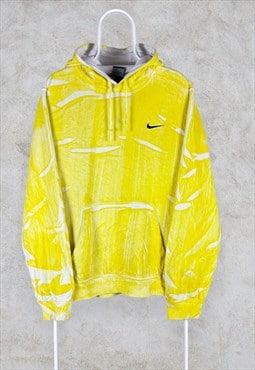 Vintage Nike Hoodie Yellow Acid Wash Reworked Mens XL