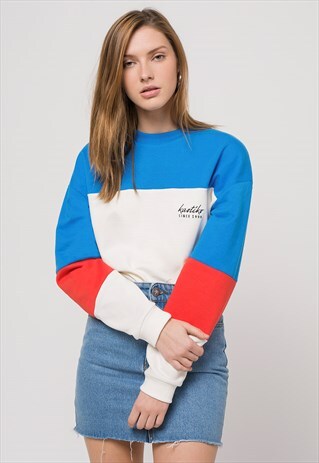 "ELIN" SWEATSHIRT IN OFF WHITE/BLUE