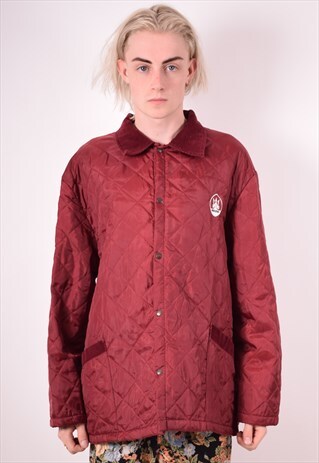 MASERATI MENS VINTAGE QUILTED JACKET LARGE MAROON 90S