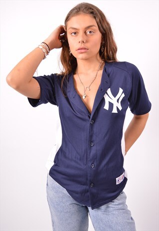 VINTAGE MAJESTIC NY YANKESS JERSEY TOP NAVY BLUE