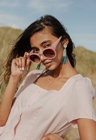 GOLD RIM CAT EYE SUNGLASSES