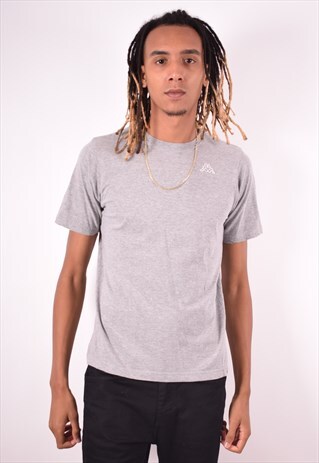 KAPPA MENS VINTAGE T-SHIRT TOP SMALL GREY 90S