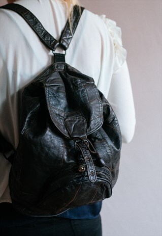 VINTAGE 90S' GRUNGE PATCHWORK RUCKSACK