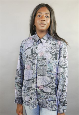 PURPLE PATTERNED CHRISTIAN DIOR SILK SHIRT