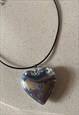 LARGE SILVER PUFF HEART PENDANT NECKLACE