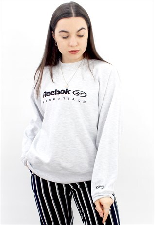 90'S RETRO GREY SPELL-OUT EMBROIDERED SWEATSHIRT