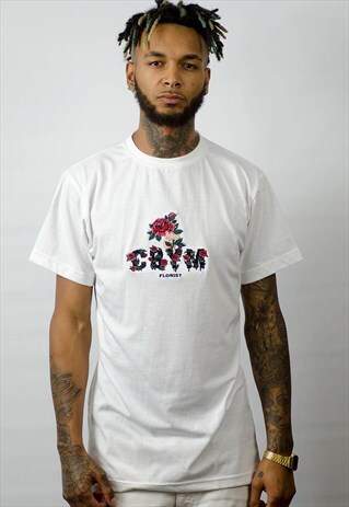 FLORIST WHITE EMBROIDERED T-SHIRT