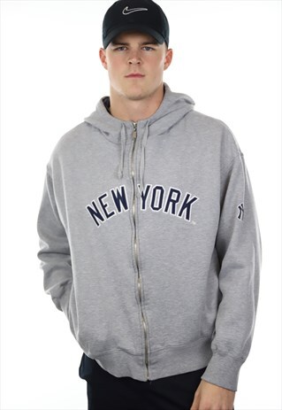 VINTAGE NEW YORK BASEBALL ZIP UP HOODIE SWEATSHIRT