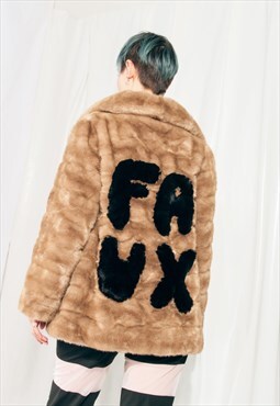 Vintage Faux Fur Coat 70s Reworked Fluffy Statement Jacket