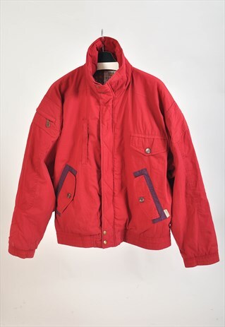 VINTAGE 80S LINED BOMBER JACKET IN RED
