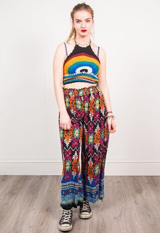 VINTAGE 90'S BRIGHT MULTICOLOUR SUMMER TROUSERS
