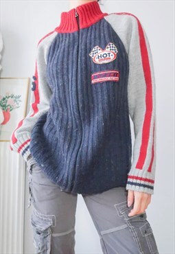 blokecore y2k motocross racer zipped cardigan