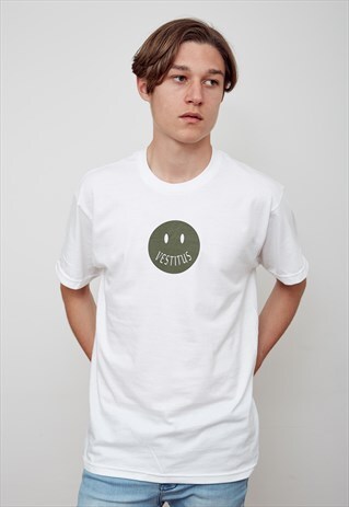 VESTITUS GREEN LOGO PRINTED T-SHIRT WHITE