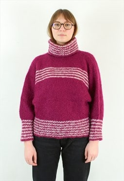Handmade Wool Sweater Pullover Jumper Knitted Turtle Neck