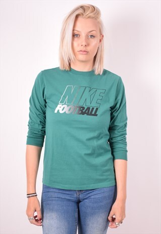 NIKE WOMENS VINTAGE TOP LONG SLEEVE LARGE GREEN 90S