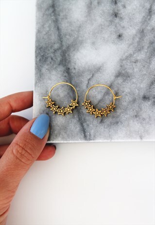 GOLDEN STAR BEADED HOOPS