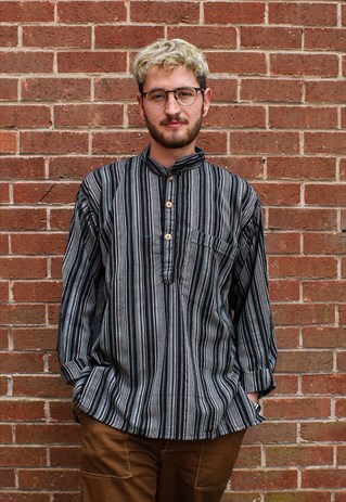 FAIRTRADE UNISEX BLACK STRIPED SHIRT