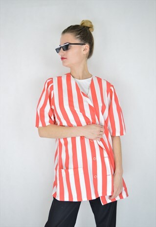 VINTAGE TWO COLOUR STRIPED BLOUSE