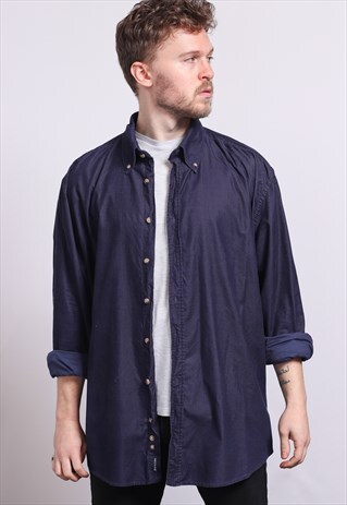VINTAGE CORDUROY CORD SHIRT BLUE