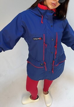 Berghaus 90s Unisex Blue and Red Waterproof Hooded Coat