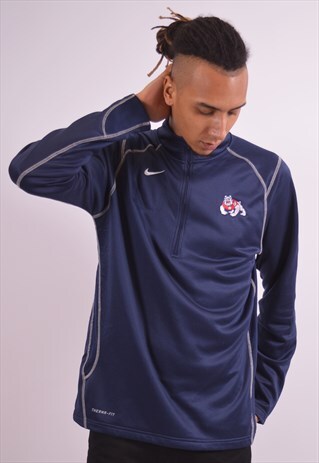 VINTAGE NIKE FRESNO STATE TRACKSUIT TOP NAVY BLUE