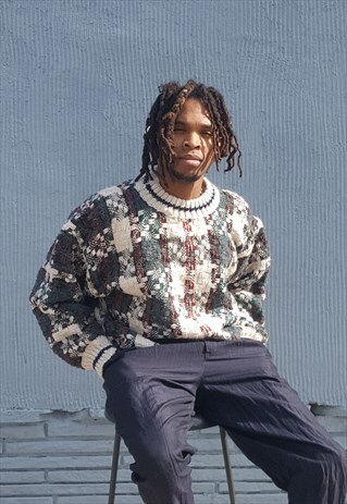 90S HERITAGE CLASSIC CHUNKY PLAID WOOL SWEATER LARGE