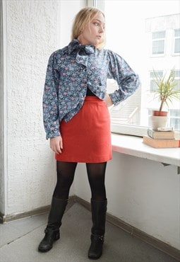 Vintage Mini Red Wool Skirt