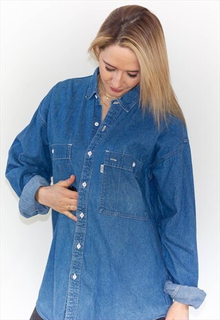 VINTAGE 90'S STONEWASH BLUE LEVI DENIM BOYFRIEND SHIRT