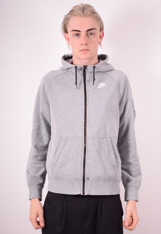 NIKE MENS VINTAGE HOODIE JACKET SMALL GREY 90S