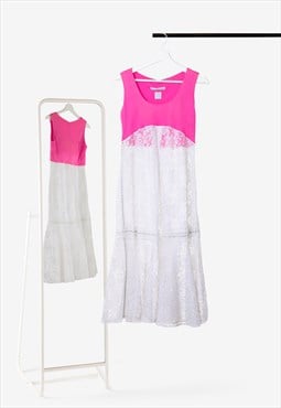 Pink white mix net dress