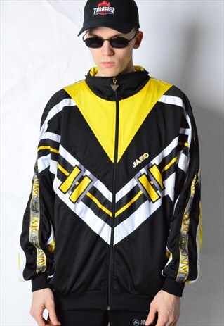 JAKO VINTAGE 90S BLACK AND YELLOW SPORTS TRACK JACKET