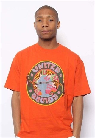 VINTAGE BENETTON LOGO T-SHIRT ORANGE