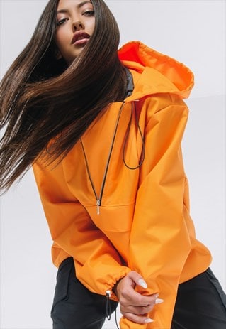 OVERSIZED WINDBREAKER HOODIE IN ORANGE