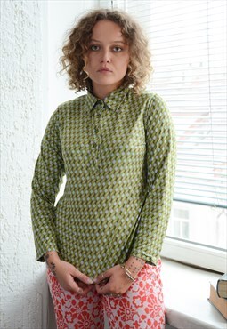 Vintage 80's Green Patterned Top